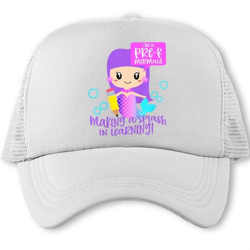Kids Pre K Mermaid Back To School Toddler Girl First Day Of Prek Trucker Cap - Savourry