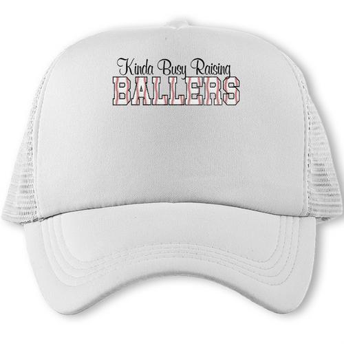 Kinda Busy Raising Ballers Funny Baseball Mom Mother's Day Premium Tri-Blend Trucker Cap - Sportilla
