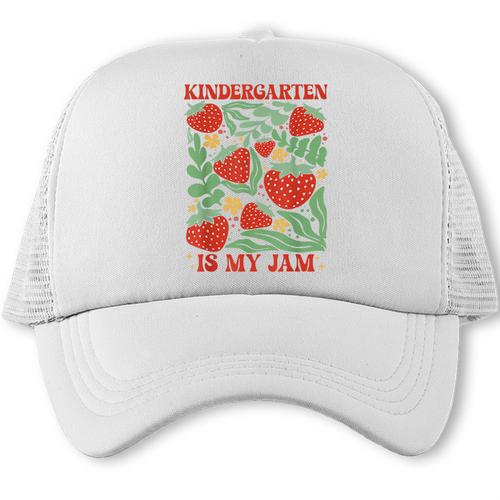 Kindergarten Is My Jam Boho Floral Strawberry Back To School Trucker Cap - Savourry