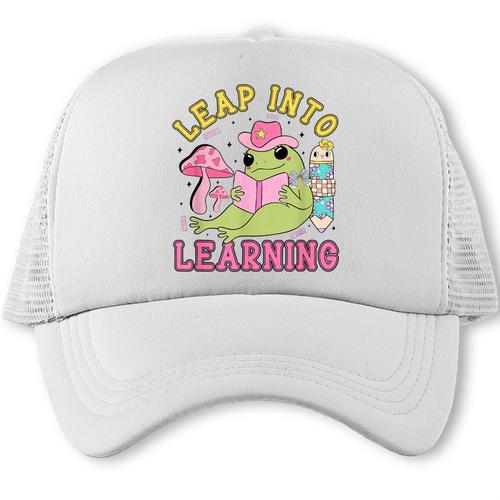 Leap Into Learning Cute Frog Kawaii Back To School Kids Trucker Cap - Savourry