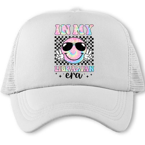 In My Librarian Era Groovy Tie Dye Back To School Trucker Cap - Savourry