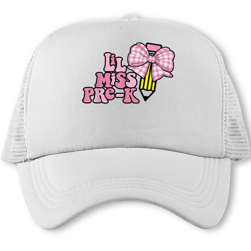 LiL Miss Pre-K Back To School Girls Coquette Bow First Day Trucker Cap - Savourry
