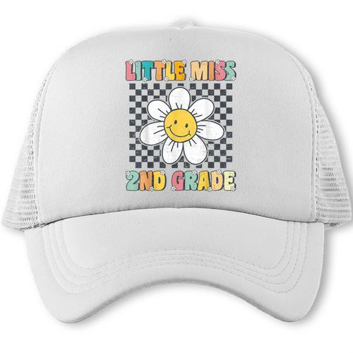 Little Miss 2nd Grade Retro Groovy 2nd Grade Back To School Trucker Cap - Savourry