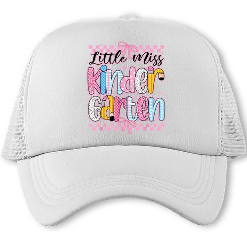 Little Miss Kindergarten Back To School Girls Coquette Bow Trucker Cap - Savourry
