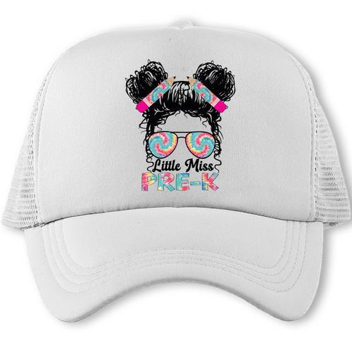 Little Miss Pre-K Girls Back To School Messy Bun Performance Trucker Cap - Savourry