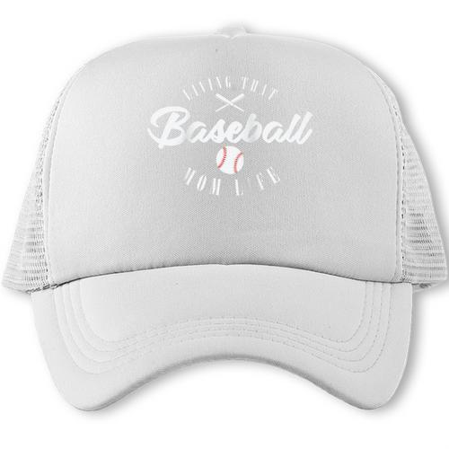 Living That Baseball Mom Life Team Raglan Baseball Tee Trucker Cap - Sportilla