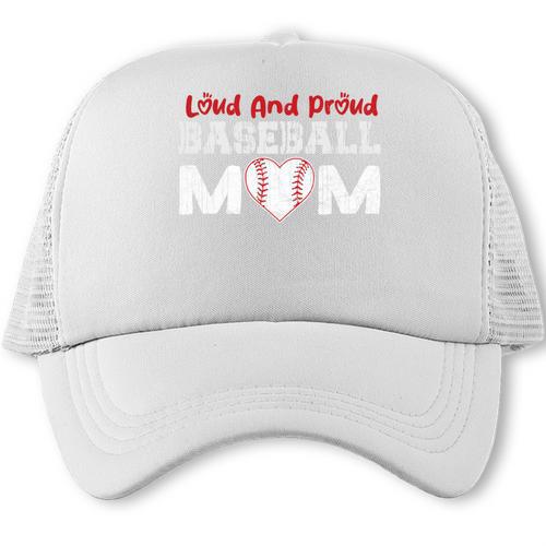 Loud And Proud Baseball Mom Baseball Mom Heart Trucker Cap - Sportilla