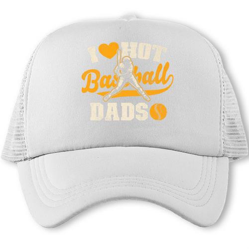 I Love Hot Baseball Dads Baseball Lovers Players Premium Trucker Cap - Sportilla