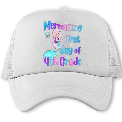 Mermazing First Day Of Fourth Grade Back To School Mermaid Premium Tri-Blend Trucker Cap - Savourry