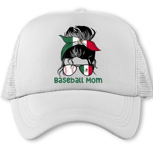 Mexico Baseball Mom Messy Bun Trucker Cap - Sportilla