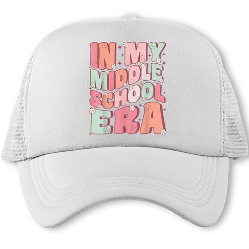 In My Middle School Era Cute Groovy First Day Back To School Trucker Cap - Savourry