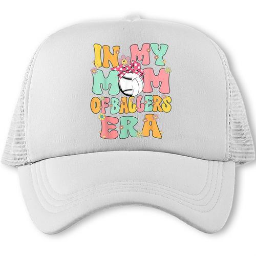 In My Mom Of Ballers Era Groovy Volleyball Baseball Mom Cute Trucker Cap - Sportilla