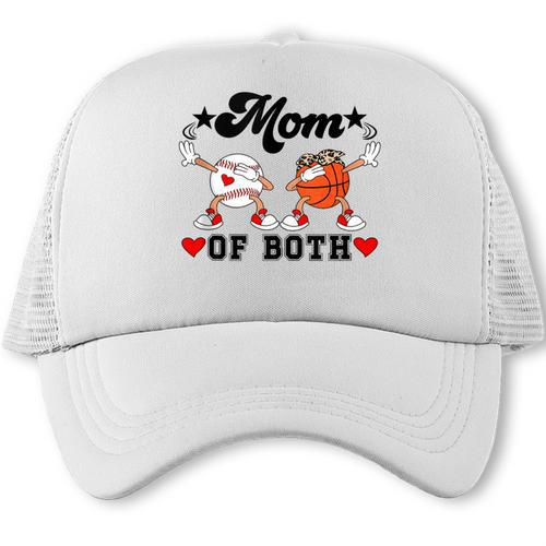 Mom Of Both Basketball Baseball Mom Trucker Cap - Sportilla