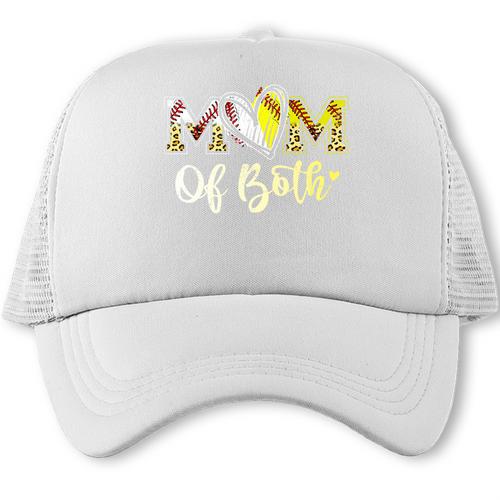 Mom Of Both Softball Baseball Mom Premium Trucker Cap - Sportilla