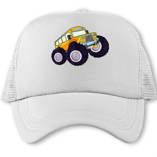 Monster Truck School Bus Yellow Back To School Kids Toddler Trucker Cap - Savourry