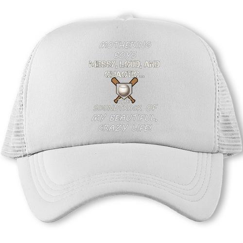 Mothering Boys Messy Loud Chaotic Baseball Mom Premium Trucker Cap - Sportilla