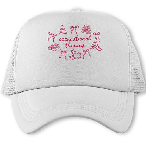 Occupational Therapy Coquette Bow OT COTA Back To School Trucker Cap - Savourry