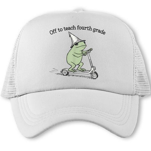 Off To Teach Fourth Grade Froggy Cute Frog Back To School Trucker Cap - Savourry