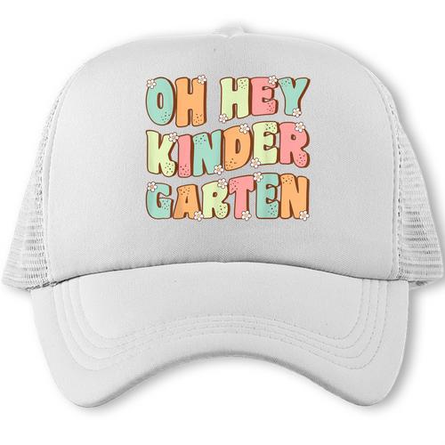 Oh Hey Kindergarten Cute Groovy Back To School Kindergarten Trucker Cap - Savourry