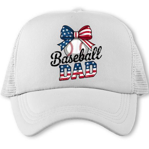 Patriotic Baseball Dad 4th Of July For All American Fathers Trucker Cap - Sportilla