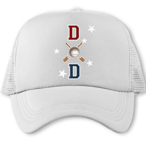Patriotic Baseball Dad Father's Day Red Blue Star Premium Trucker Cap - Sportilla