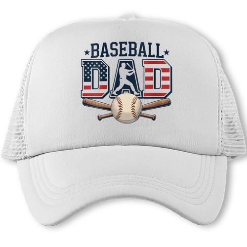 Patriotic Baseball Dad USA Flag American 4th Of July Trucker Cap - Sportilla