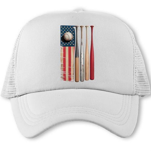 Patriotic USA Flag American Baseball Dad 4th Of July Trucker Cap - Sportilla