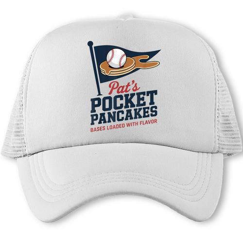 Pat's Pocket Pancakes Flag Baseball On Pancake Trucker Cap - Sportilla