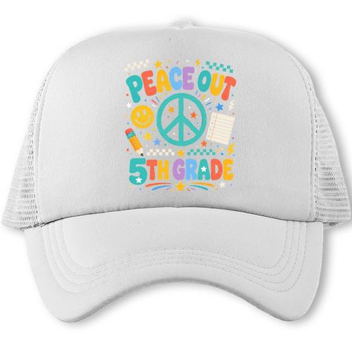 Peace Out 5th Grade Retro Back To School Students Trucker Cap - Savourry