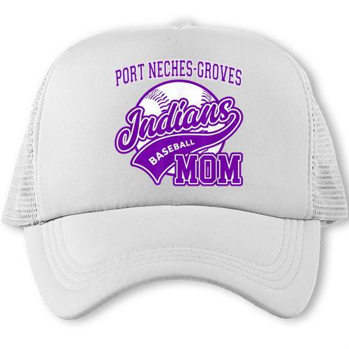 Port Neches-Groves High School PNG Indians Baseball Mom Trucker Cap - Sportilla