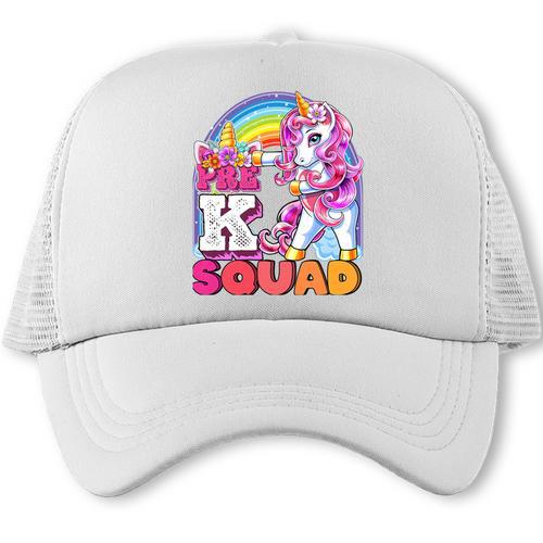 Pre-K Squad Flossing Unicorn Back To School Girls Premium Tri-Blend Trucker Cap - Savourry