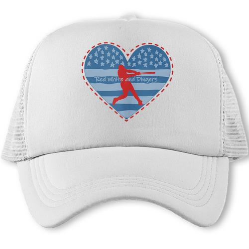 Primitive Patriotic American Baseball Mom Softball Dingers Trucker Cap - Sportilla