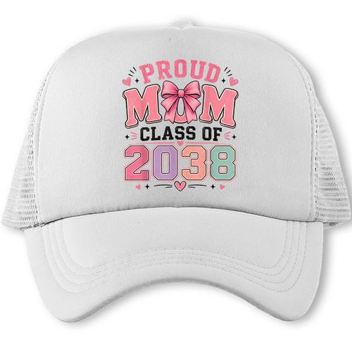 Proud Mom Class Of 2038 Retro Kindergarten Back To School Trucker Cap - Savourry