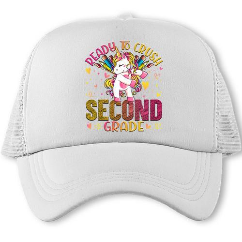 Ready To Crush Second 2nd Grade Back To School Unicorn Kids Performance Trucker Cap - Savourry