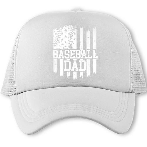 Retro American Flag Baseball Dad On Back Father's Day Premium Trucker Cap - Sportilla