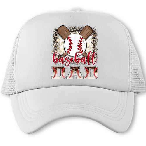 Retro Baseball Dad Leopard Proud Ball Dad Trucker Cap - Sportilla