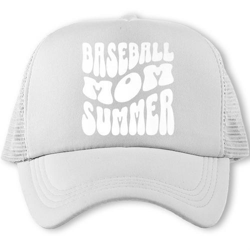 Retro Baseball Mom Summer Groovy Appreciation Premium Trucker Cap - Sportilla