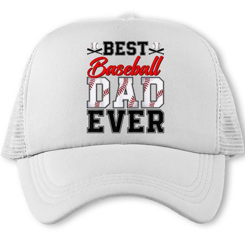 Retro Best Baseball Dad Ever Daddy Happy Fathers Day Men Trucker Cap - Sportilla