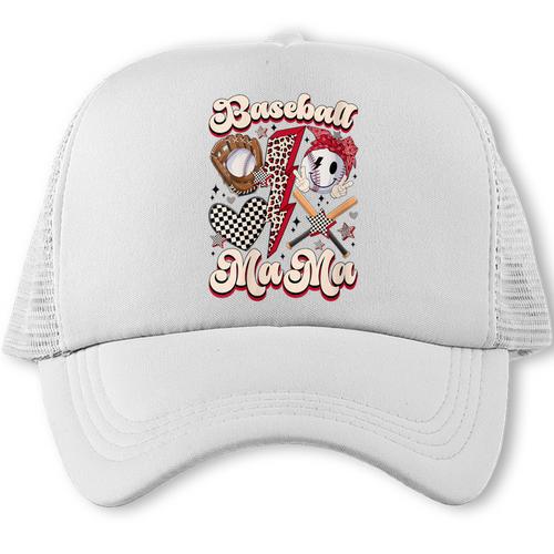 Retro Groovy Baseball Mama Baseball Mom Lover Trucker Cap - Sportilla