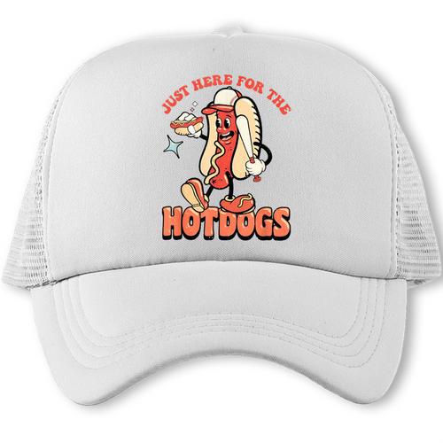 Retro Just Here For The Hotdogs Baseball Mom Sport Lover Trucker Cap - Sportilla