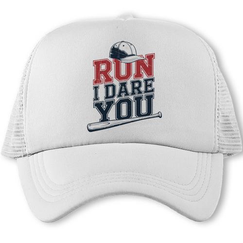 Run I Dare You Baseball Catcher Player Fan Trucker Cap - Sportilla