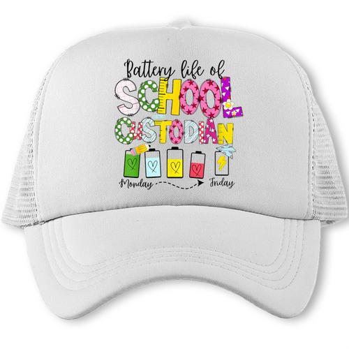 School Custodian Battery Life Back To School Janitor Trucker Cap - Savourry