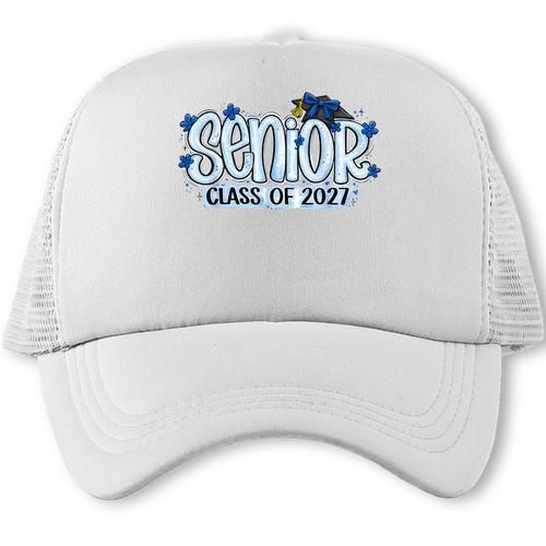 Senior 2027 Blue Girls Class Of 27 Back To School Trucker Cap - Savourry
