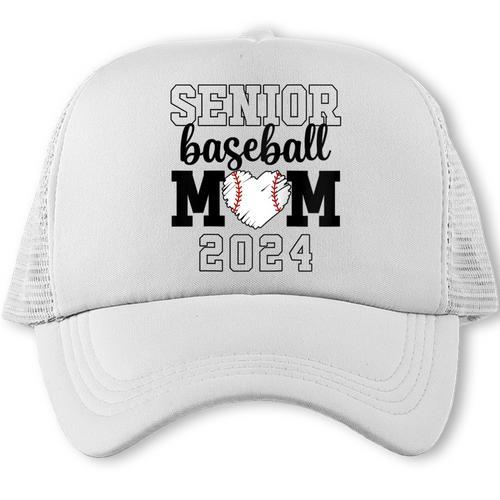 Senior Baseball Mom Class Of 2024 Senior Mom Game Day Raglan Baseball Tee Trucker Cap - Sportilla