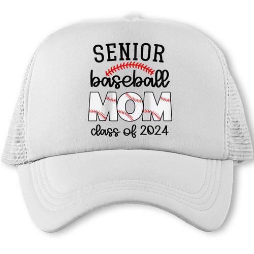 Senior Baseball Mom Class Of 2024 High School College Sports Raglan Baseball Tee Trucker Cap - Sportilla
