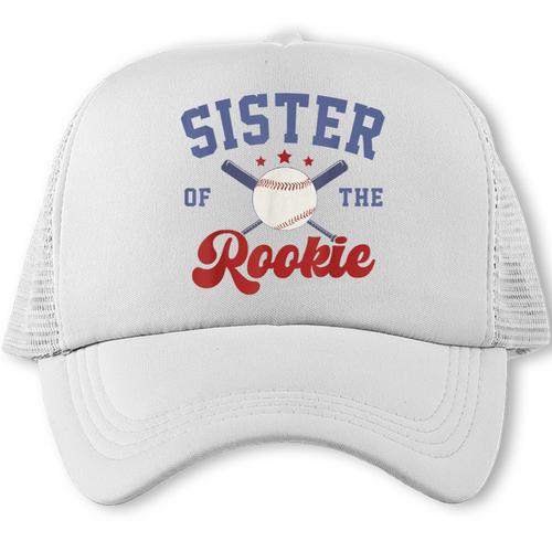 Sister Of Rookie 1st Birthday Baseball Boy Family Matching Trucker Cap - Sportilla