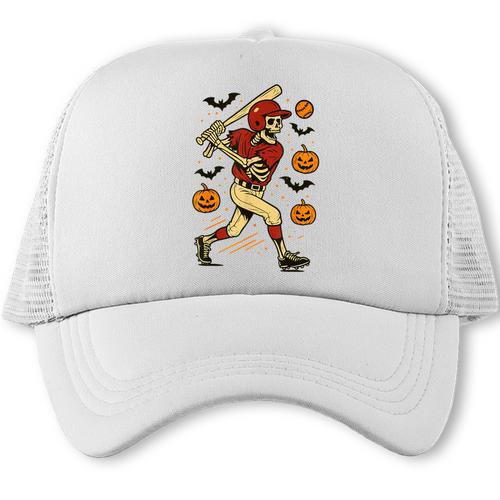Skeleton Halloween Baseball Boys Men Kids Toddler Trucker Cap - Sportilla