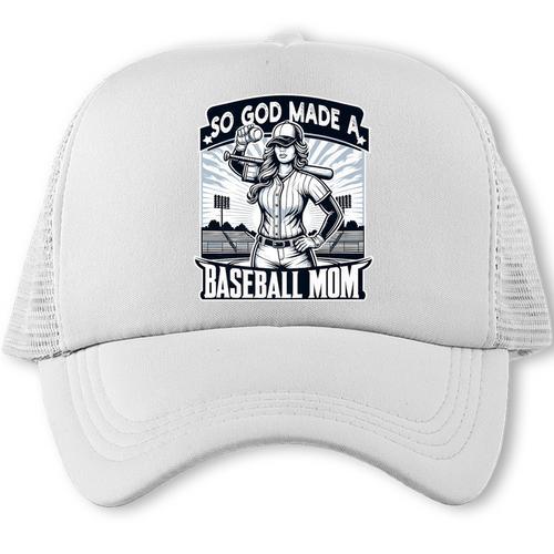 So God Made A Baseball Mom Baseball Player Premium Trucker Cap - Sportilla