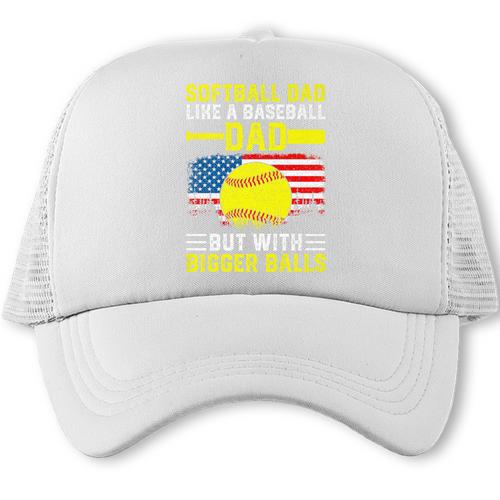 Softball Dad Like A Baseball Dad But Bigger Balls Back Premium Trucker Cap - Sportilla