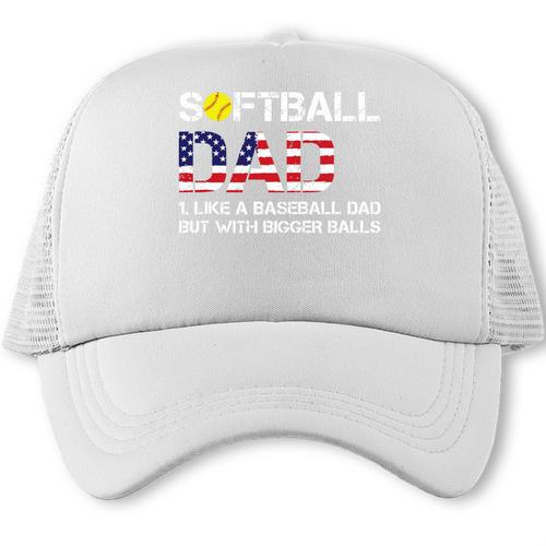 Softball Dad Like Baseball Dad But Bigger Balls Joke Premium Tri-Blend Trucker Cap - Sportilla